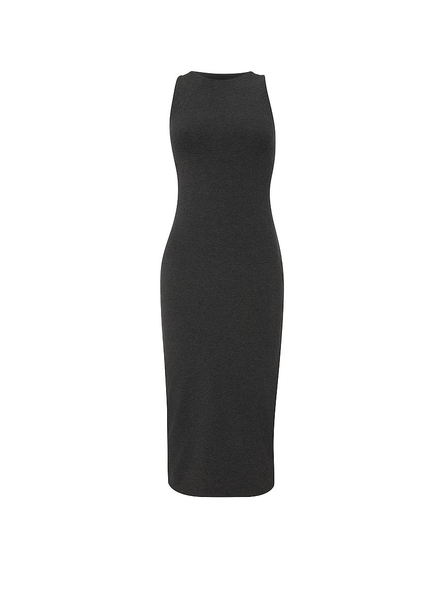 Buy Shapewear by Victoria Smoothing Rib High-Neck Midi Dress, Heather Charcoal  Grey - Order Dresses online - Victoria's Secret US