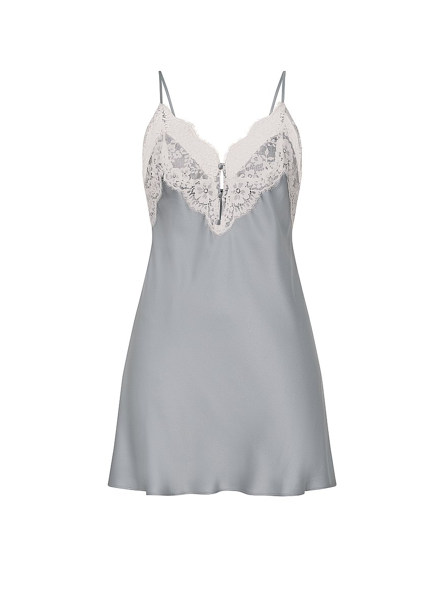 Buy Satin Lace-Trim Short Slip Dress, Sterling - Order Slips online -  Victoria's Secret US