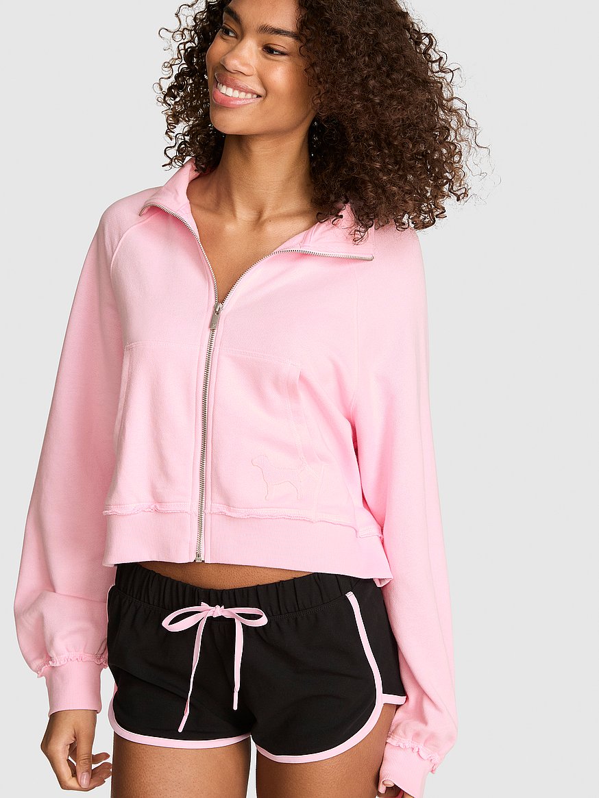 Buy Campus Terry™ Mock-Neck Full-Zip Sweatshirt, Coconut Pink