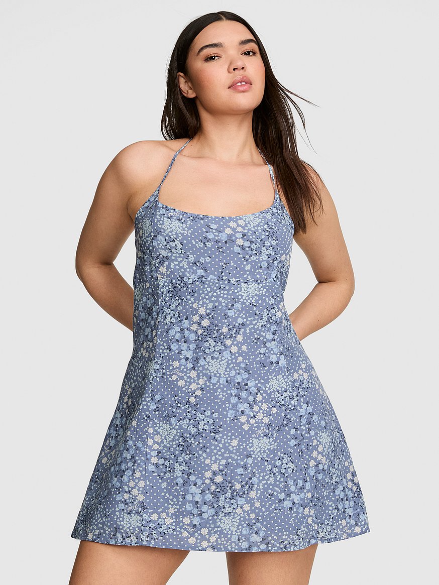 Buy Halter Corset Dress, Dusty Iris Print - Order Dresses online - PINK US