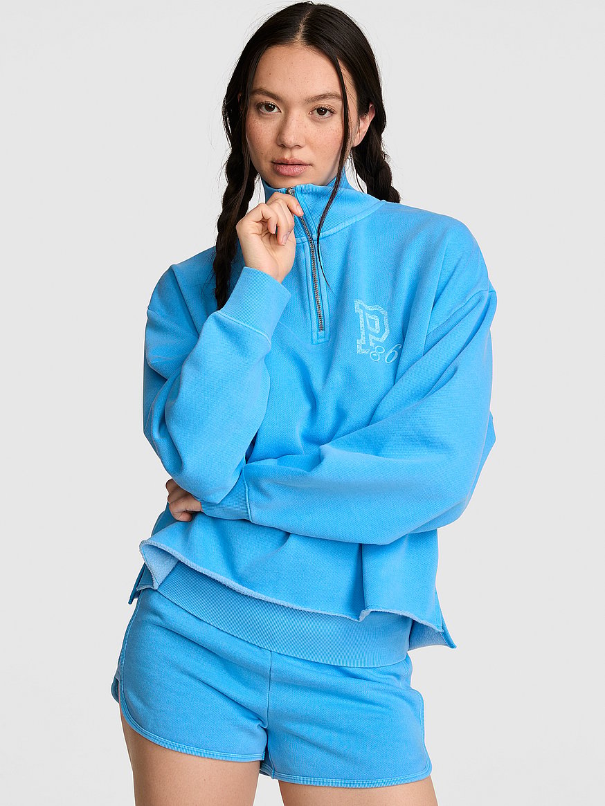 Buy Campus Fleece™ Quarter-Zip Straight-Cut Sweatshirt, Capri Blue