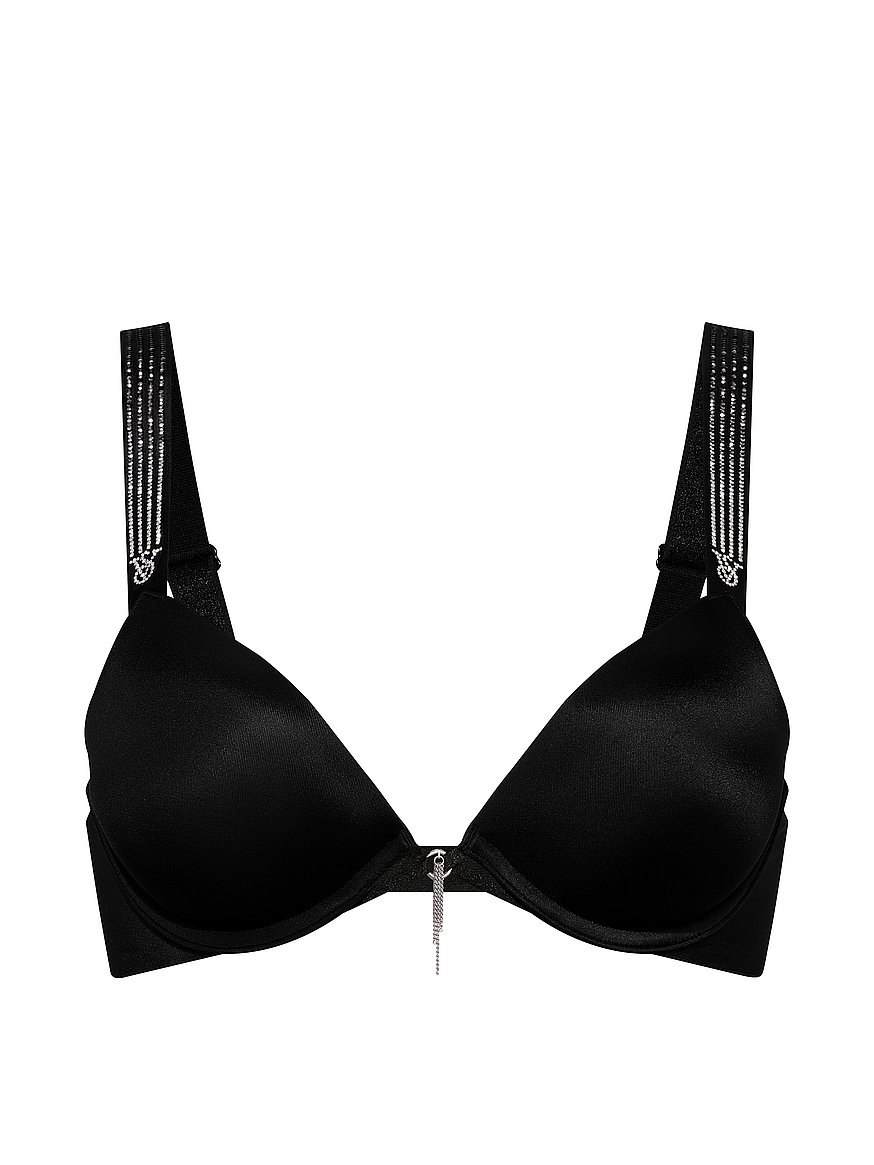 Buy Ombré Stripe Shine Strap Push-Up Bra, Black - Order Bras