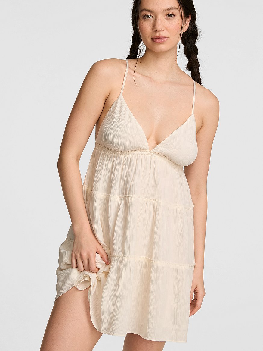 beige pencil dress UNDRESS SONORA PASTEL CREAM LONG DRESS WITH PLEATED PENCIL SKIRT