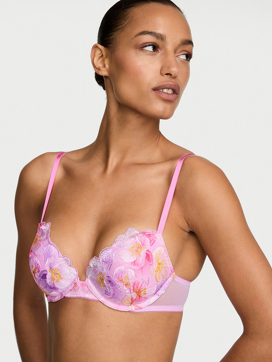 Buy Watercolor Embroidery Push-Up Bra, Watercolor Pink - Order