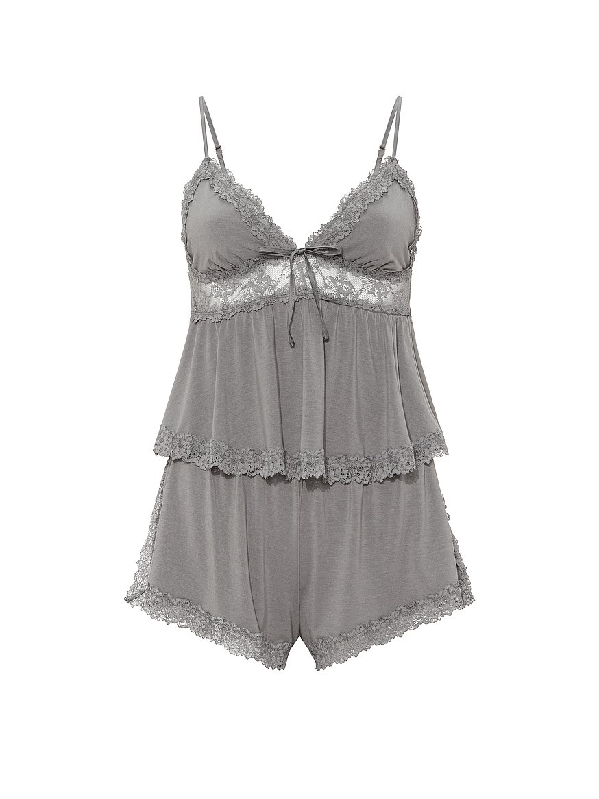Buy SoSoft™ Modal Lace-Trim Cami & Shorts Set, Steel Grey - Order