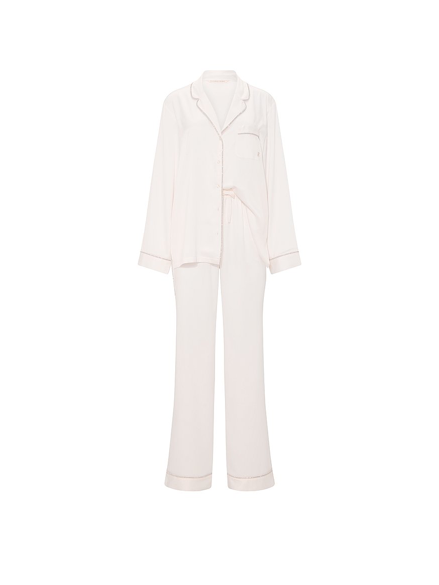 Victoria's Secret 白ラメパジャマセット Buy Signature Satin Shine Long Pajama Set, Coconut White - Order
