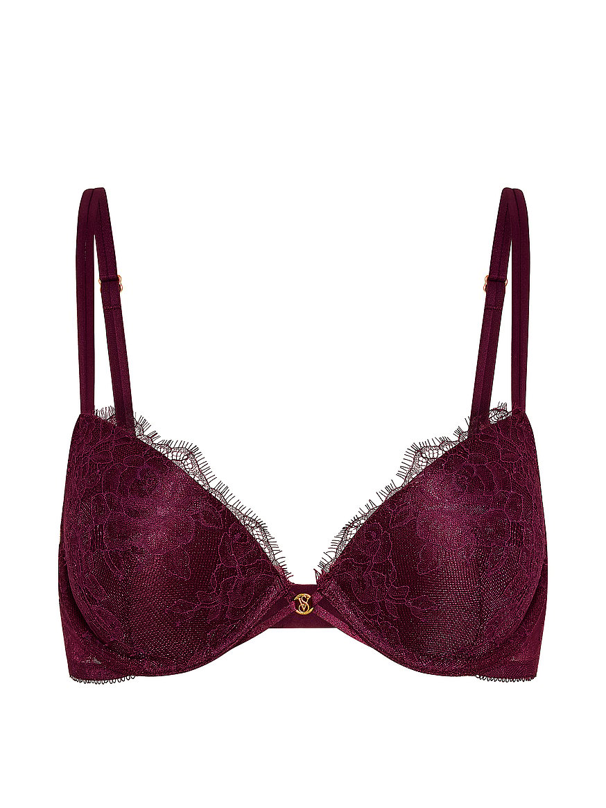 VS PINK ワインレッド ブラジャー 38C Buy Rose Lace Push-Up Bra, Rich Maroon - Order Bras online