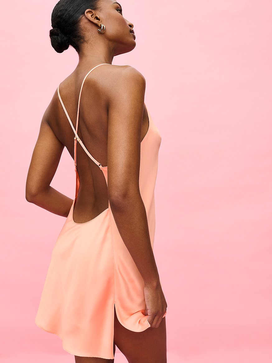 Victoria's Secret Satin Slip Dress With Open Back - Beige Victoria's Secret Satin Slip Dress With Open Back - Beige