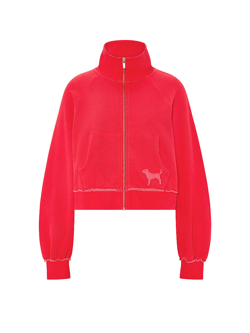 Buy Campus Terry™ Mock-Neck Full-Zip Sweatshirt, Bright Vermillion
