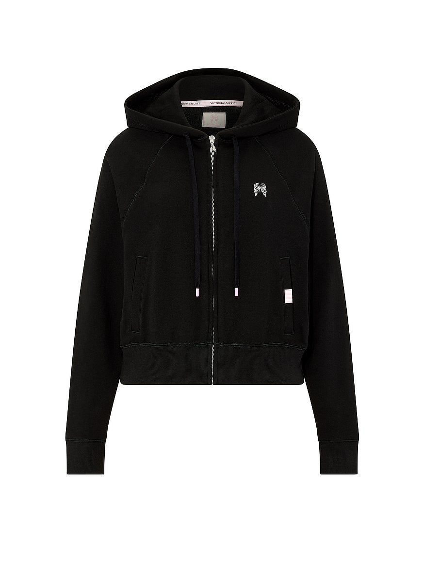 Buy Off-Duty Terry Crop Full-Zip Hoodie, Washed Turtledove Grey