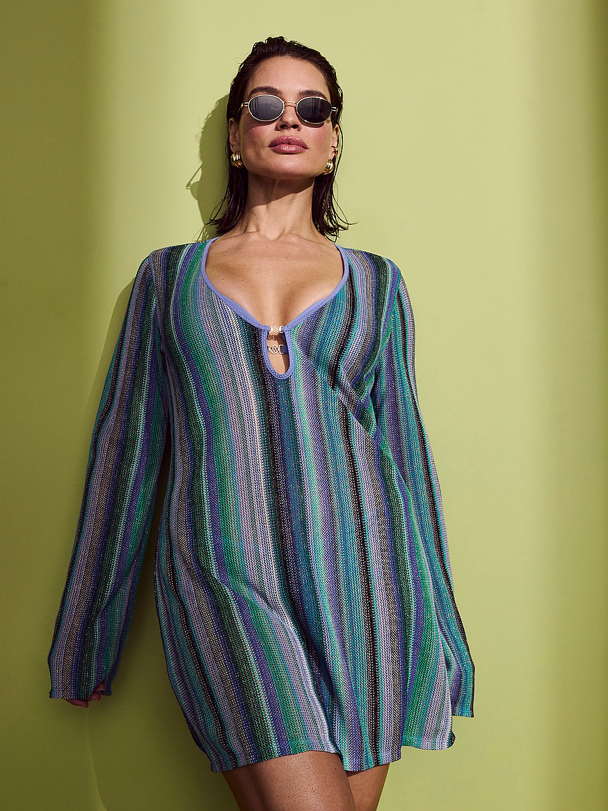 Buy Beachwear Shimmer Knit Long-Sleeve Mini Dress, Periwinkle Shimmer Stripes - Order Dresses online - Victoria's Secret US Buy Beachwear Shimmer Knit Long-Sleeve Mini Dress, Periwinkle Shimmer Stripes - Order Dresses online - Victoria's Secret US