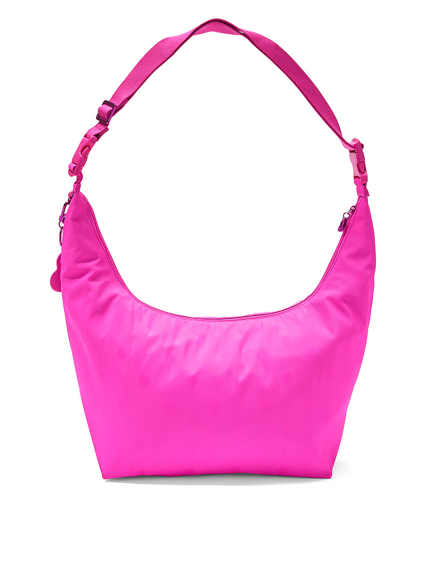 Buy Satin Nylon Hobo Bag, Pink Jaquard Dot - Order Bags online - PINK