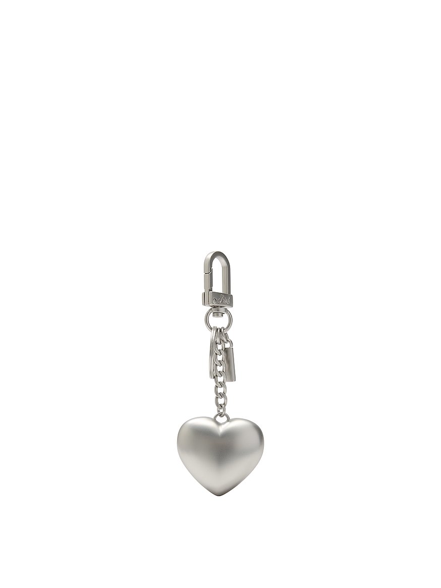Buy Metal Heart Keychain Charm, Silver - Order Small Accessories