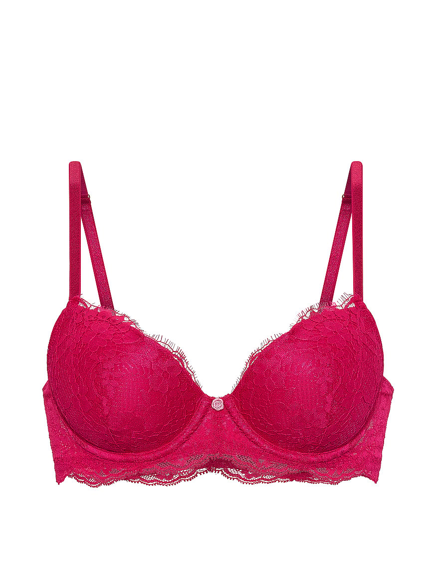Buy Lace Lightly Lined Classic Coverage Demi Bra, Vibrant Fuchsia