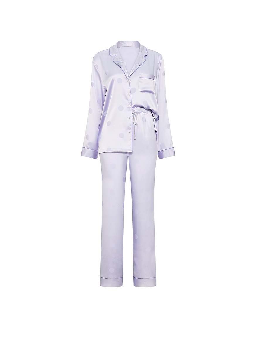 Buy Signature Satin Long Pajama Set, Icy Lavender - Order Pajamas