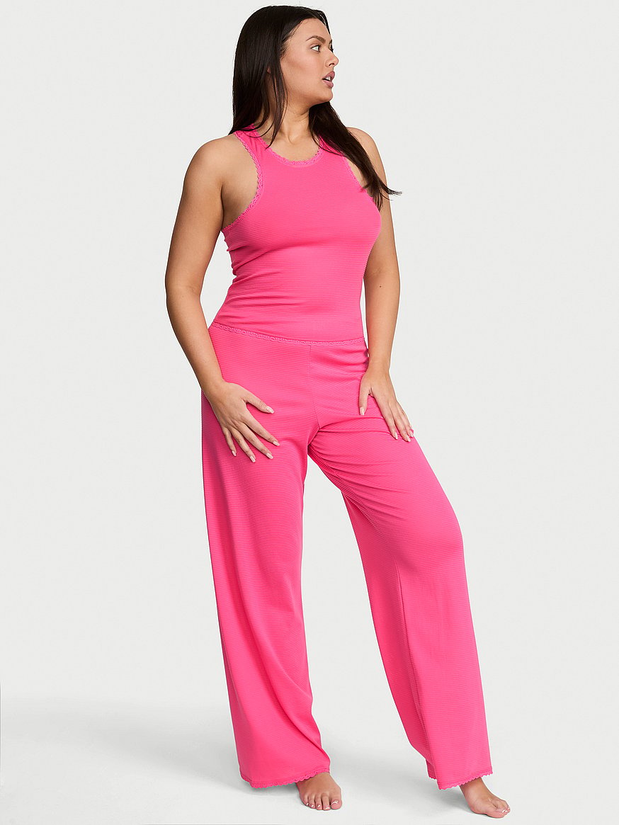 Buy Cotton Shadow Stripe Tank & Pants Set, Bombshell Pink - Order