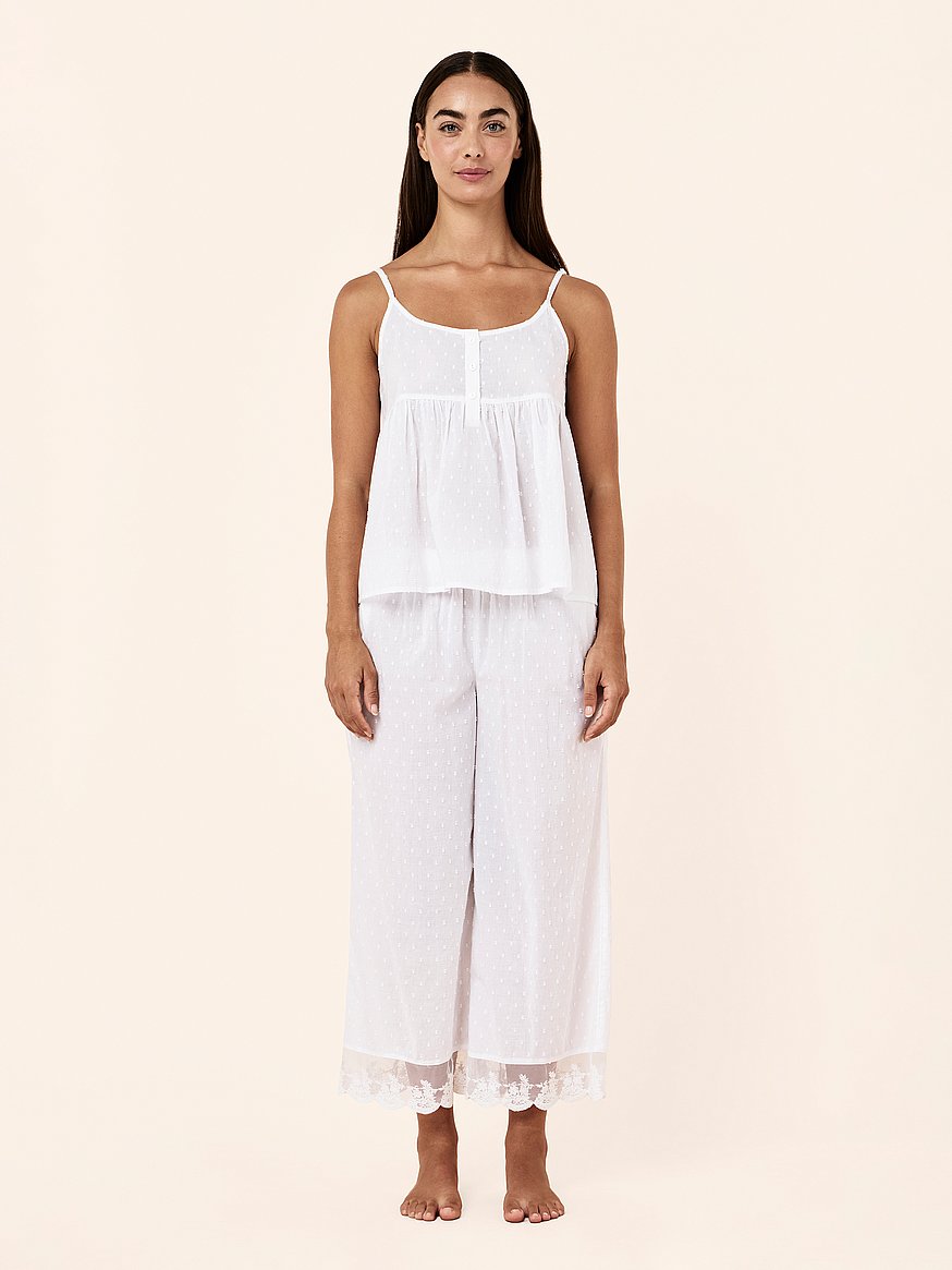 Buy Swiss Dot Cami Crop PJ, White/Ivory - Order Pajamas Sets