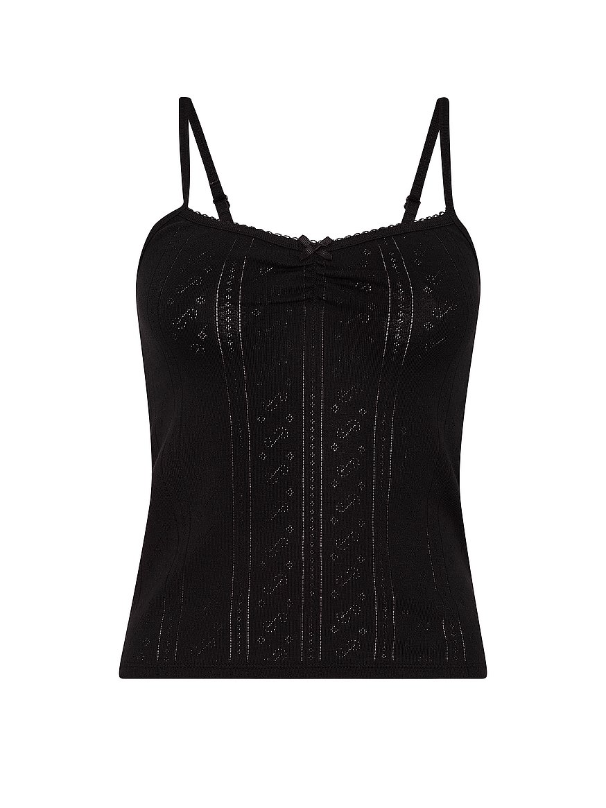 Buy Pointelle Sweetheart Cami, Black - Order Pajama Tops online