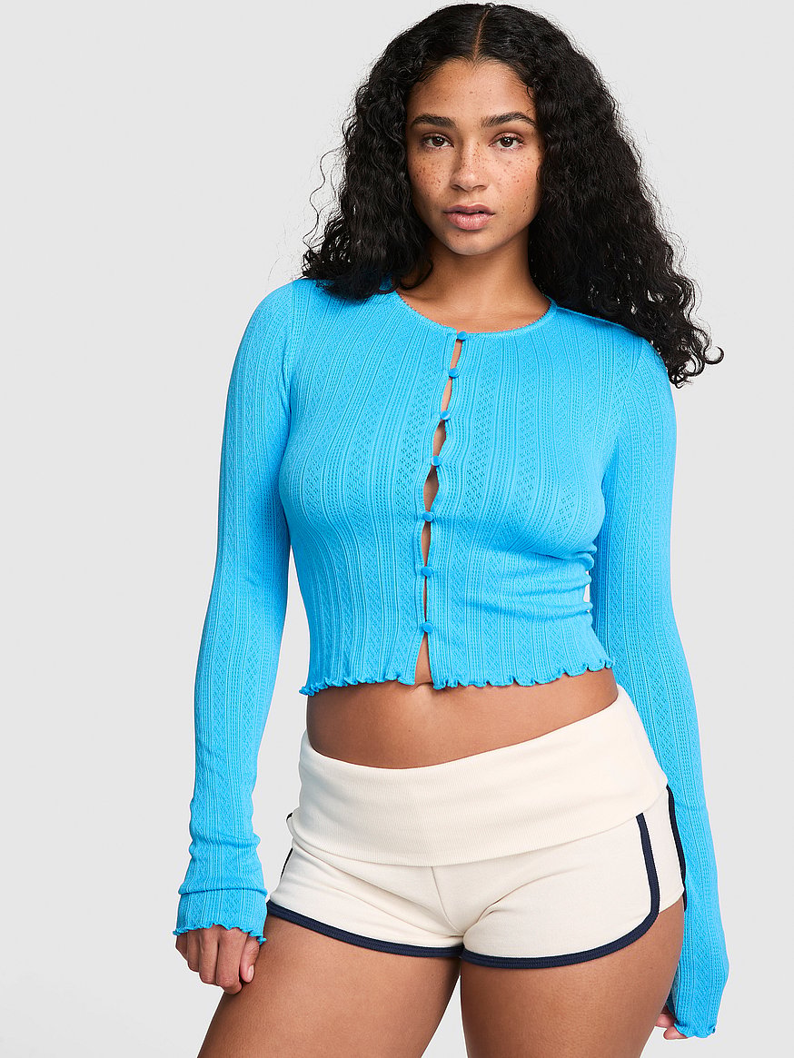 Buy AnyWear Cropped Cardigan, Capri Blue - Order Hoodies