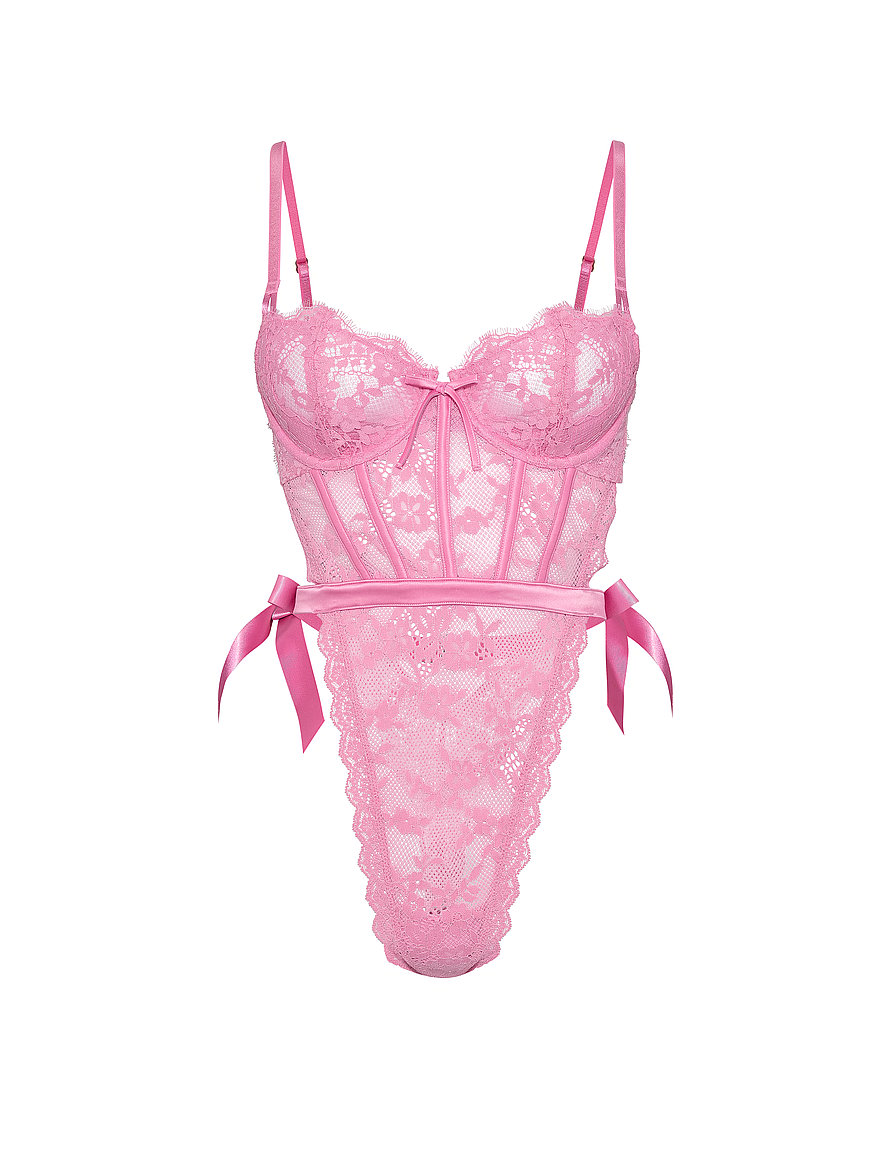Buy Wicked Unlined Lace Teddy, Pink Sugar - Order Teddies online