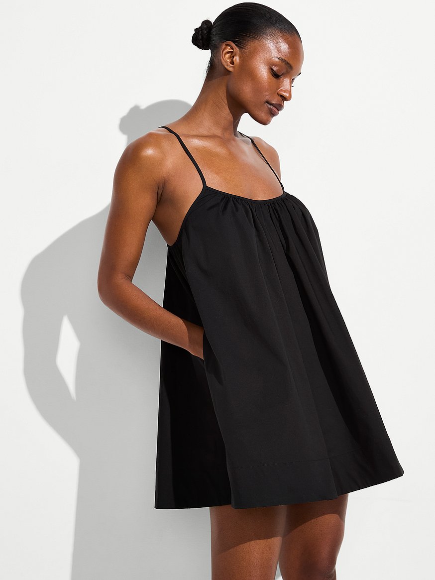 Victoria's Secret Poplin Trapeze Mini Dress - Black