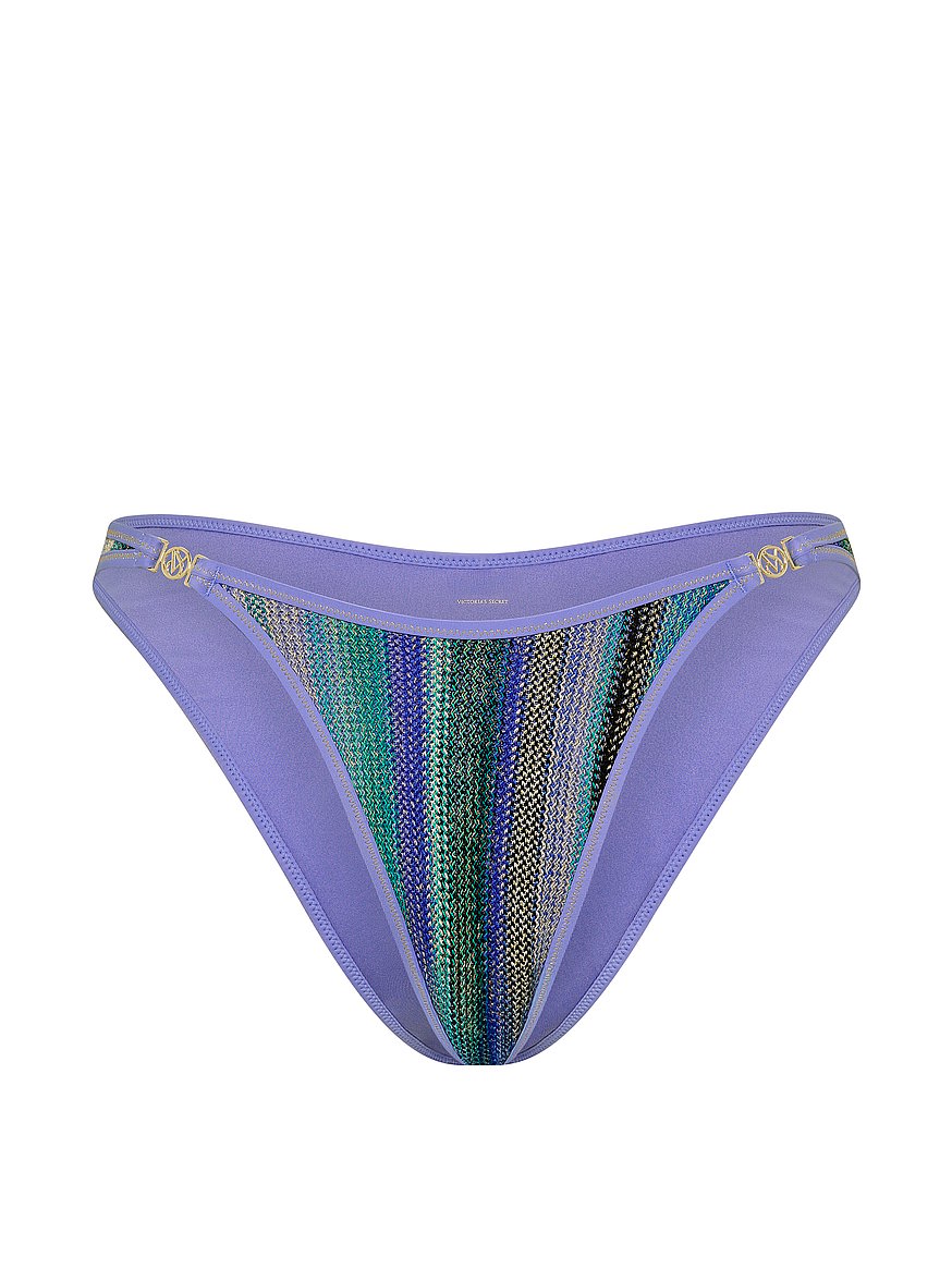 Buy Shimmer Stripe Knit Brazilian Bikini Bottom, Periwinkle
