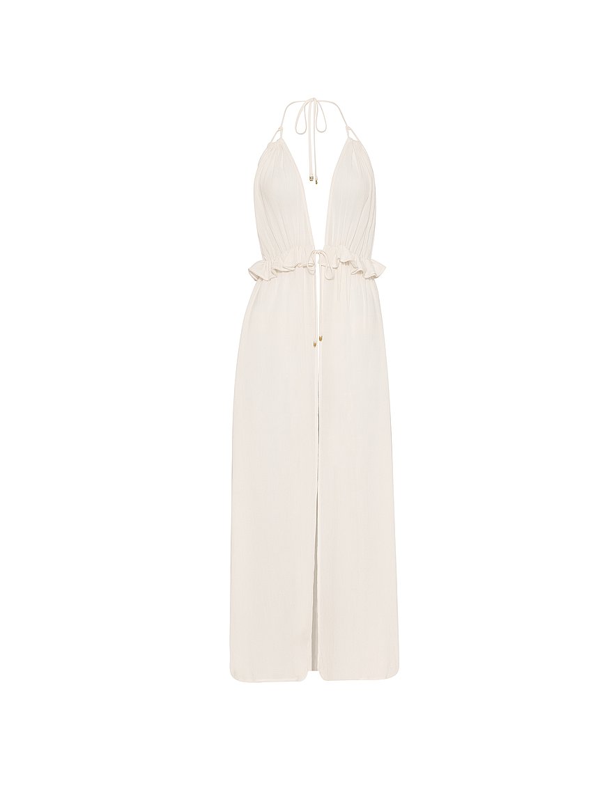 Buy Beachwear Ruffle Tie-Front Maxi Dress, Coconut White - Order Dresses  online - Victoria's Secret US