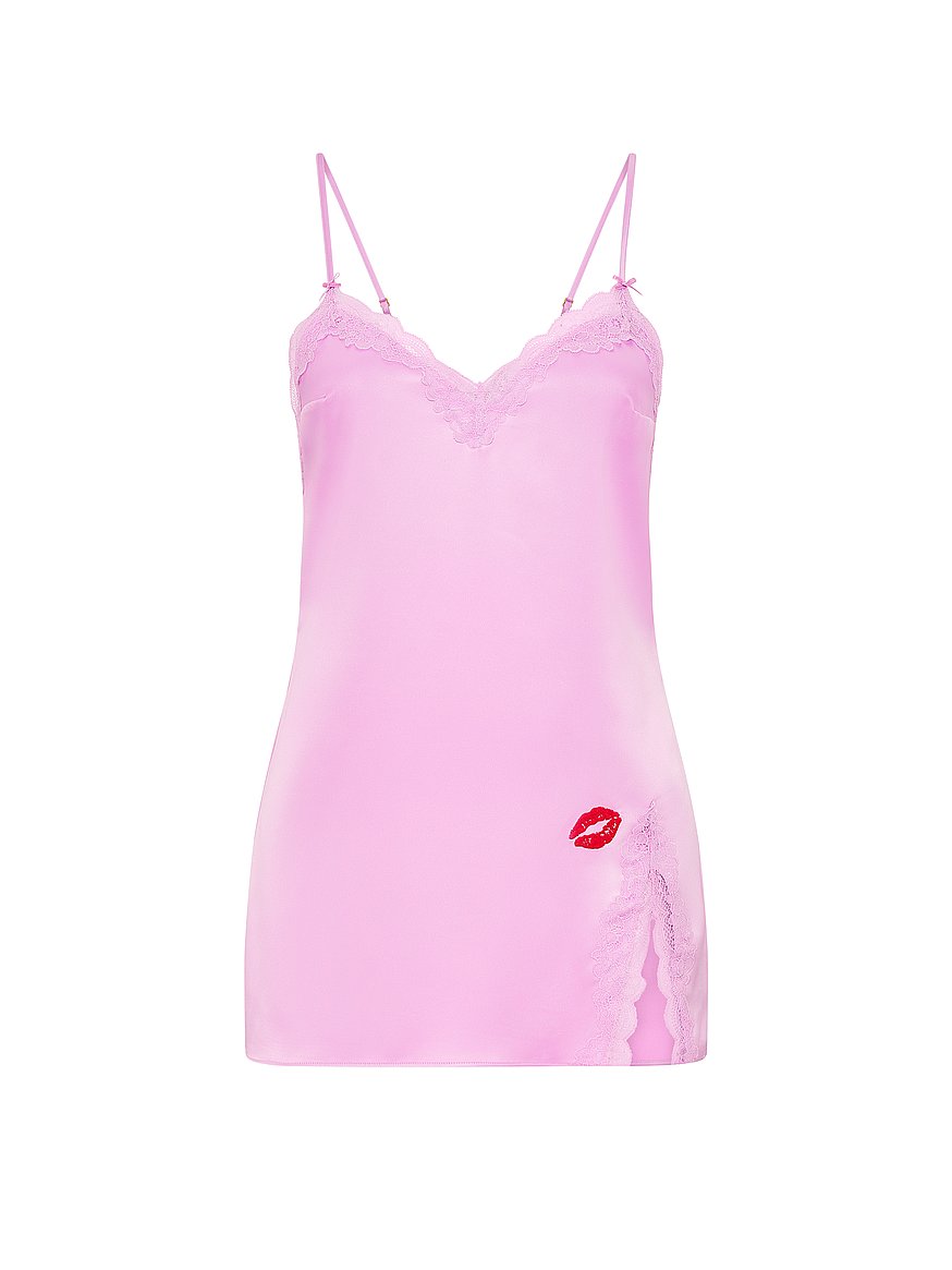 tease satin lace-trim mini slip dress VS Satin Lace-Trim Mini Slip