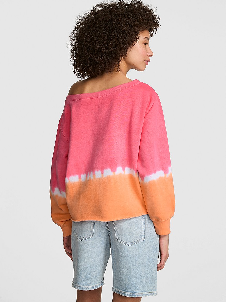 Buy Campus Fleece™ Rib Off-The-Shoulder Sweatshirt, Pink & Orange