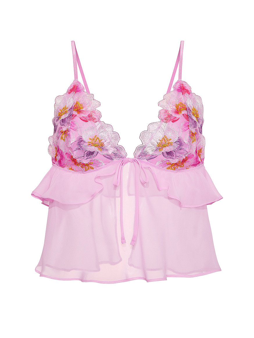 Buy Watercolor Embroidery Flutter Bra Top, Watercolor Pink - Order