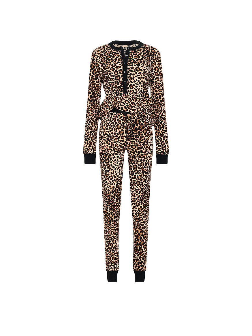Buy Soft Thermal Henley Long Pajama Set, - Order Pajamas Sets