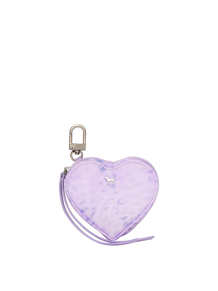 Buy Heart Pouch Keychain Charm, Purple Leopard - Order Small