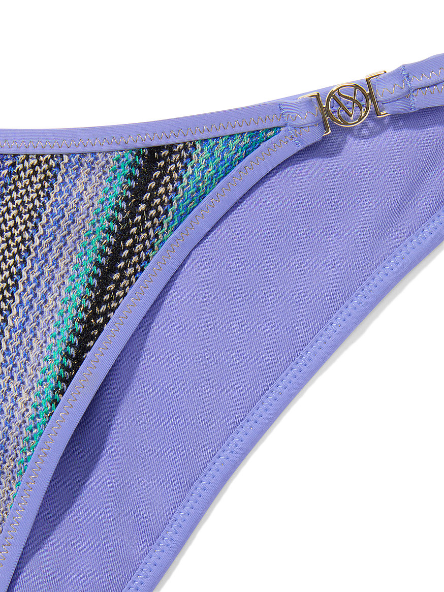Buy Shimmer Stripe Knit Brazilian Bikini Bottom, Periwinkle