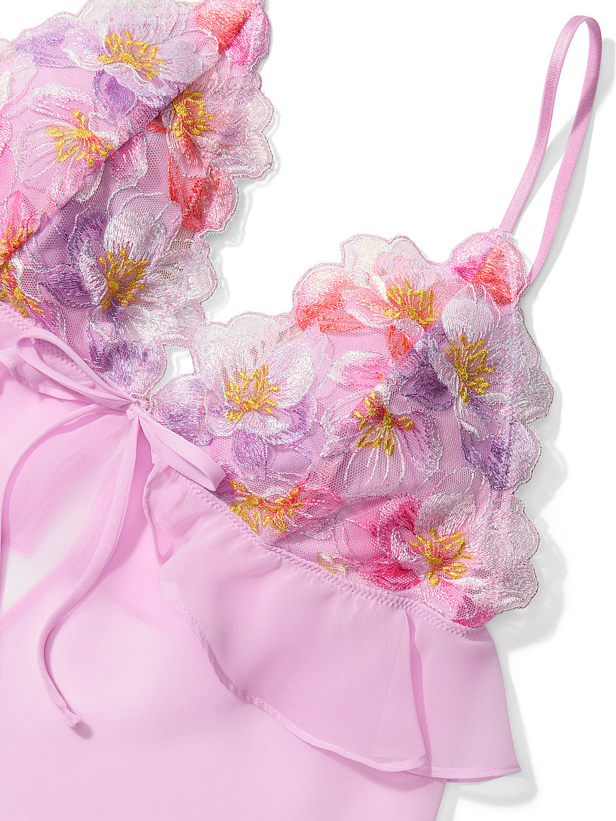 Buy Watercolor Embroidery Flutter Bra Top, Watercolor Pink - Order