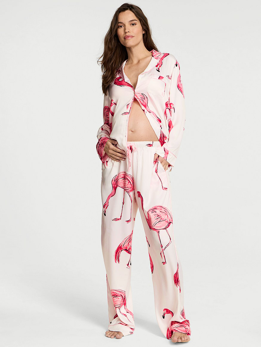 新品！Victoria's Secret サテンロングパジャマセット XS 大人可愛い☆Victoria's secret☆ サテンロングパジャマセット