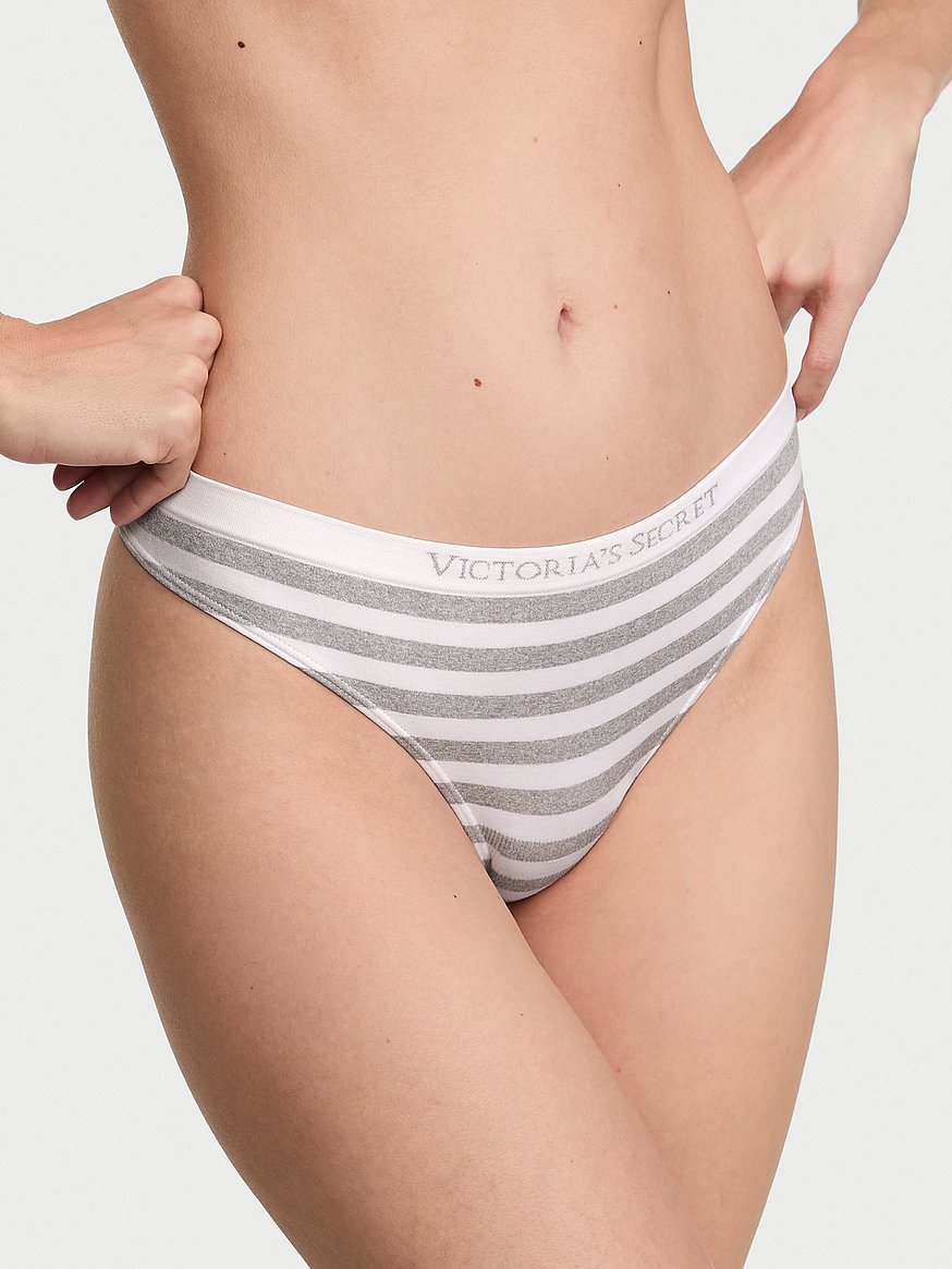 Buy Seamless Thong Panty, Grey Beach Stripe - Order Panties online