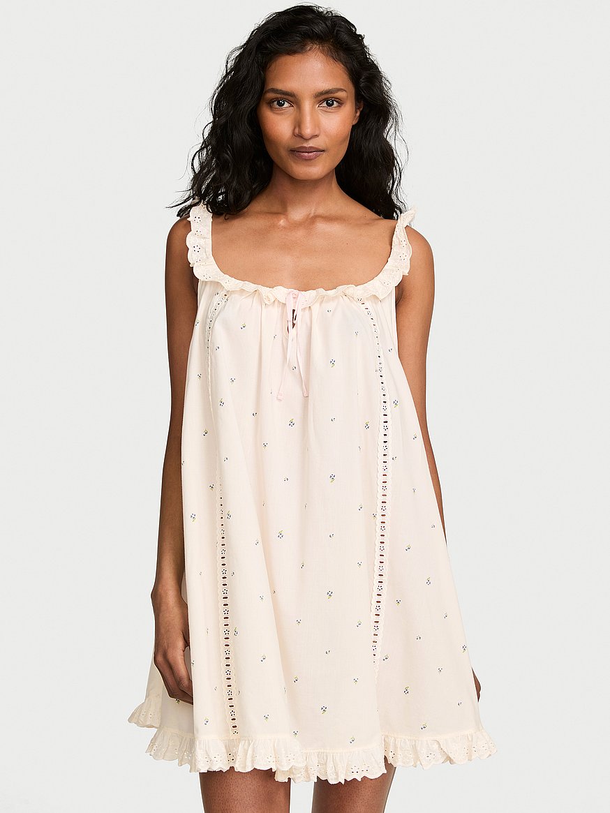 Buy Cotton Dream Lace-Trim Short Slip Dress, Coconut White Floral - Order  Slips online - Victoria's Secret US