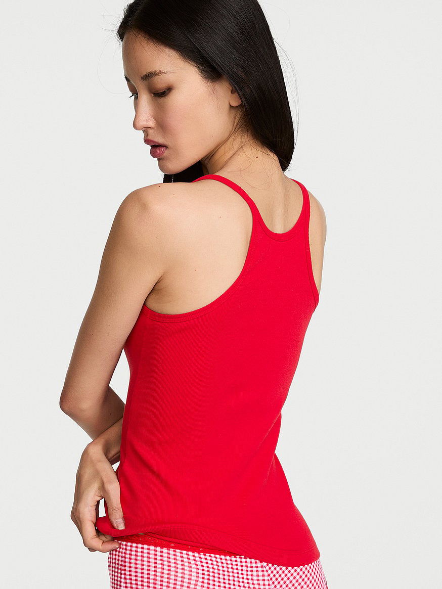 VICTORIA'S SECRET タンクトップ・パジャマ＆パンツ！ S Buy Mix & Match Sleep Perfect Ribbed Tank Top, Lipstick Strawberry