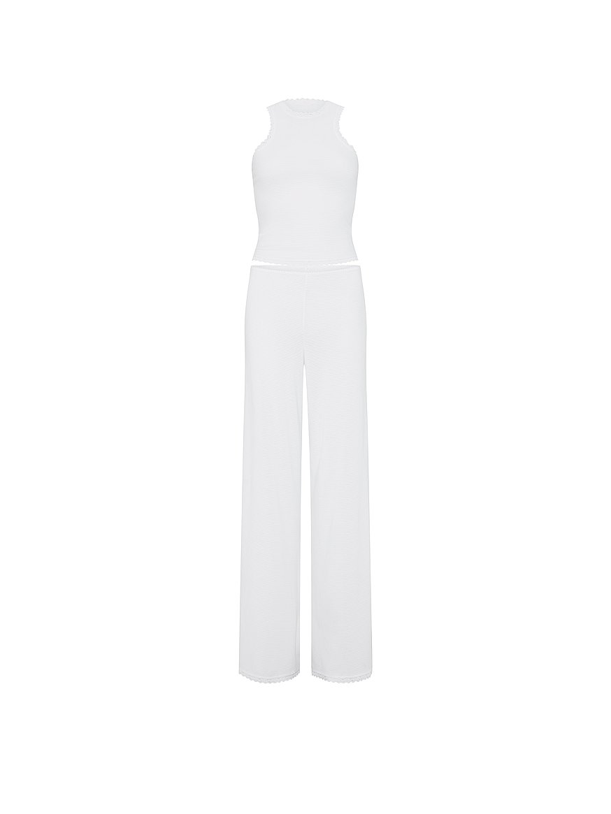 Buy Cotton Shadow Stripe Tank & Pants Set, Vs White - Order