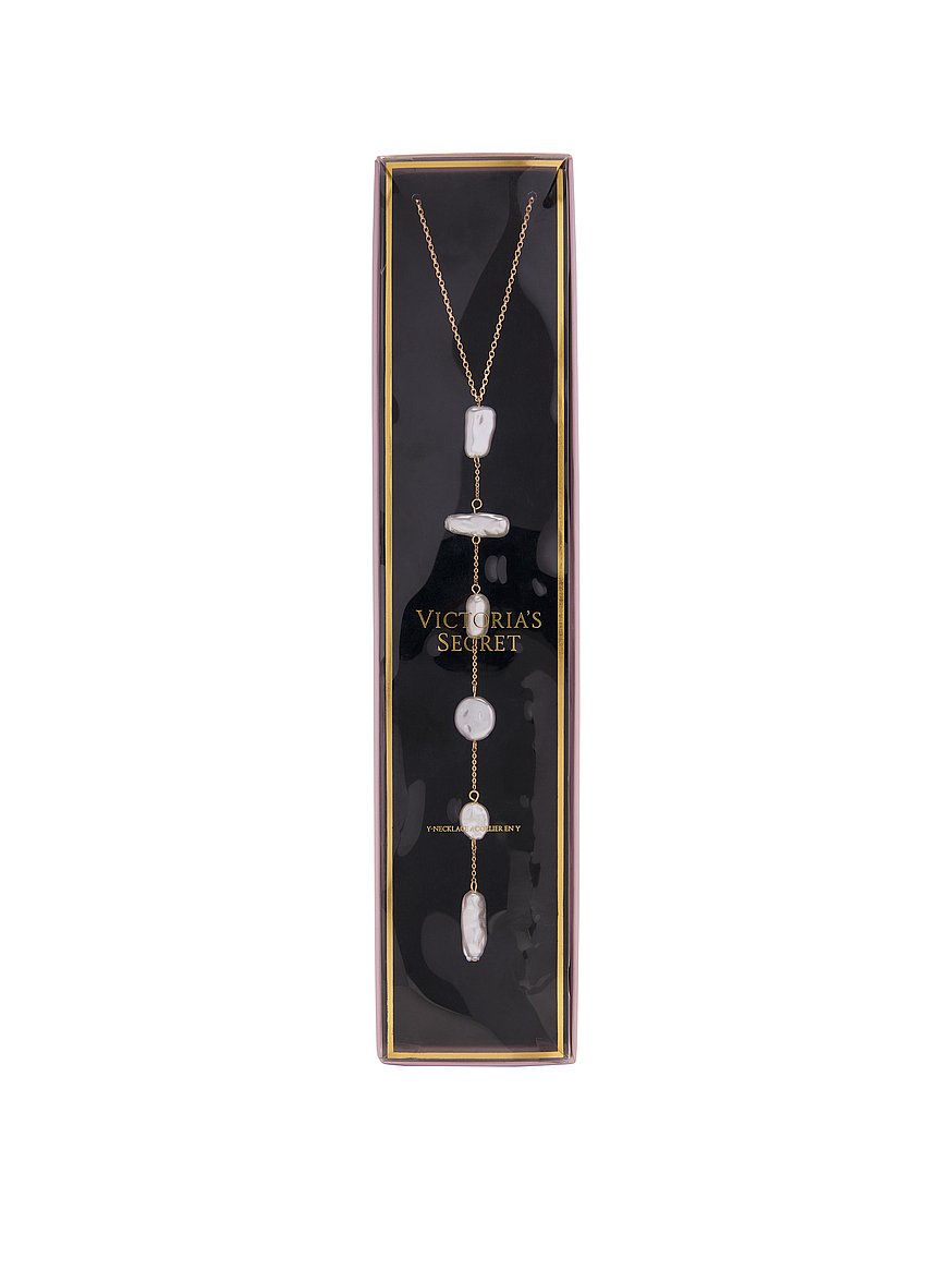 Buy Faux Pearl Drop Necklace, Shiny Gold - Order Jewelry online