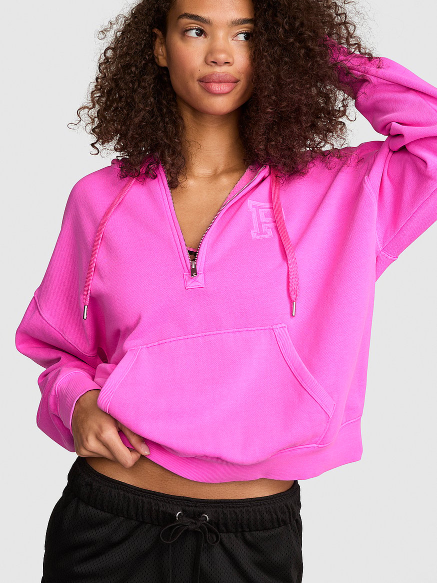 Buy Campus Fleece™ Half-Zip Hoodie, Pink Berry - Order Hoodies