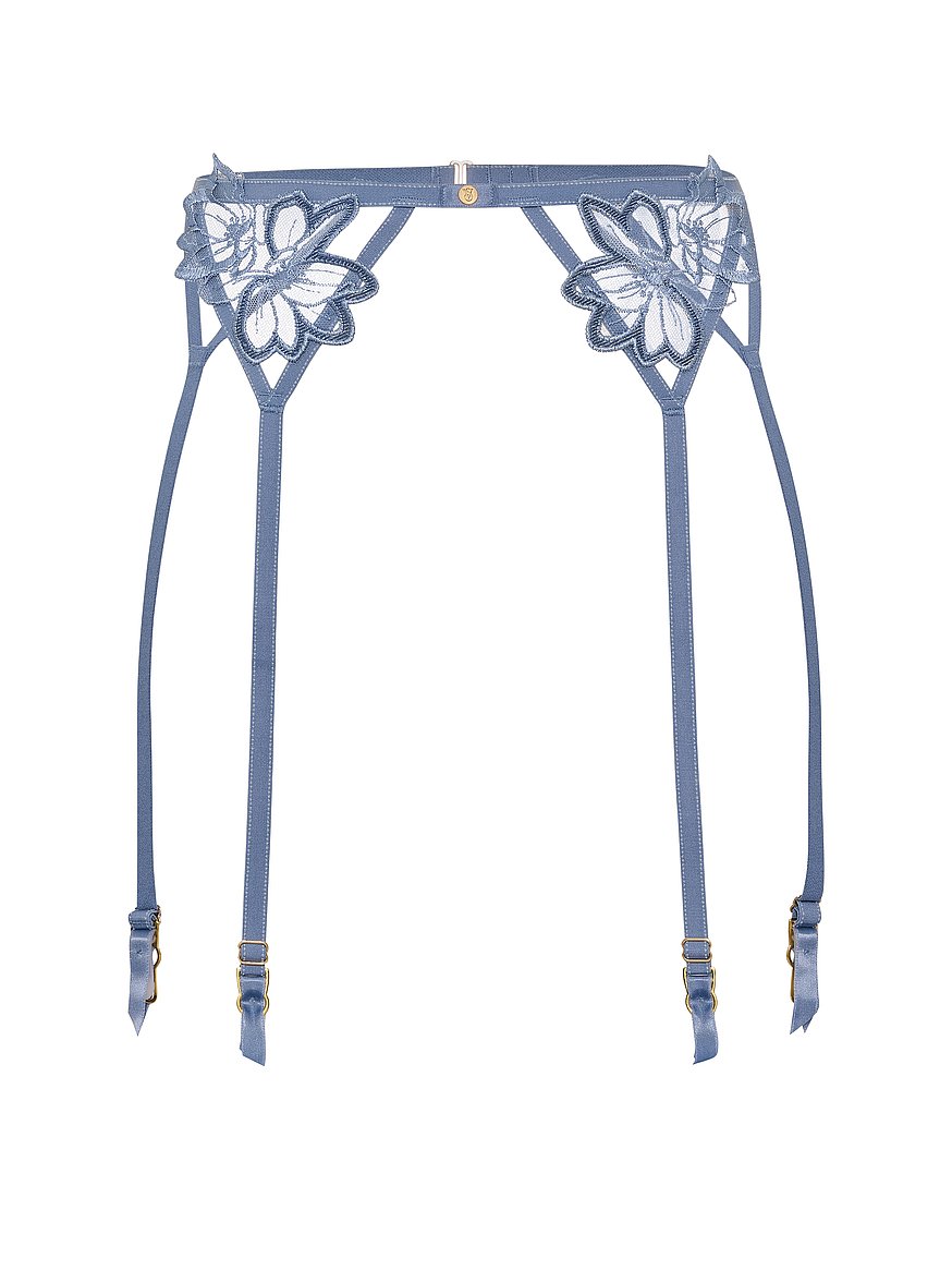 Buy Denim Embroidery Garter Belt, Denim Blue - Order Garters online
