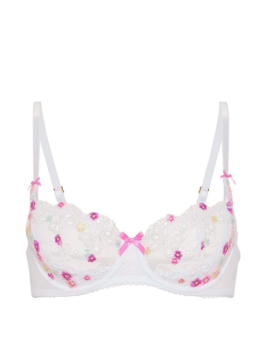 Buy Wicked Unlined Butterflies Embroidery Balconette Bra, White