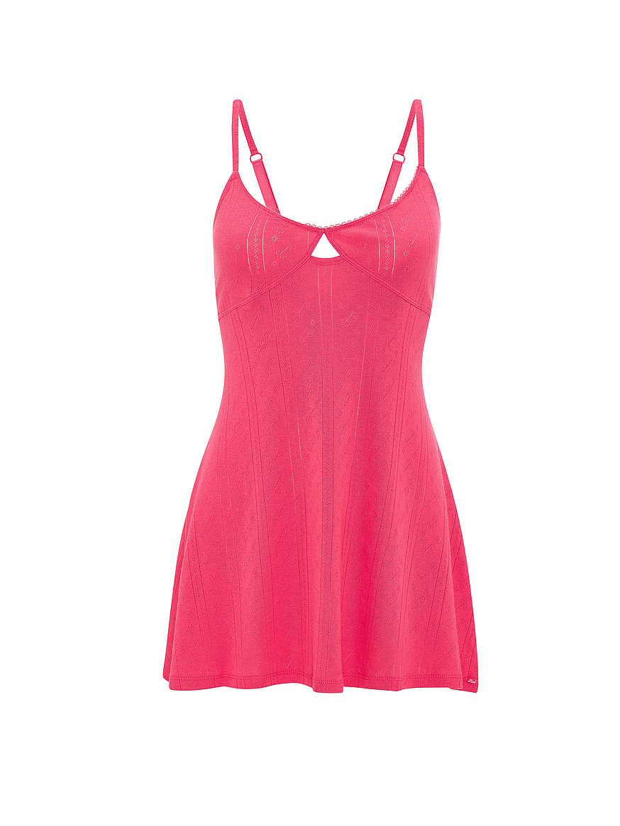 pink pointelle dress Plus Size Fit-N-Flare Diamond Pointelle Soft Knit Dress