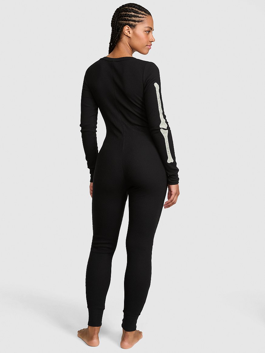 Buy Halloween Thermal Onesie, Black Skeleton - Order Pajamas Sets