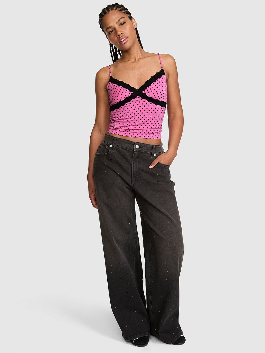Buy 24/7 Lounge Modal Lace-Trim Cami, Sizzling Strawberry Dots