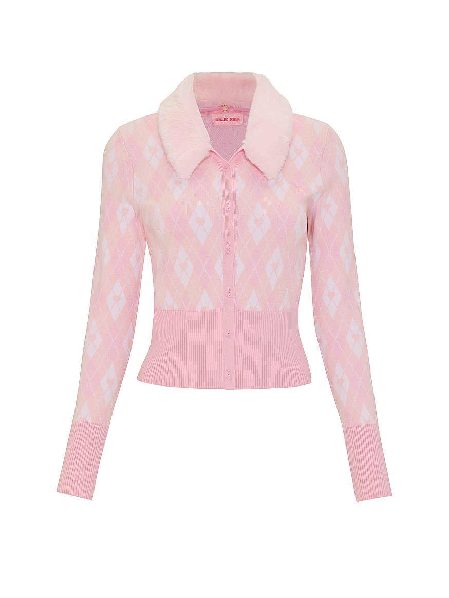 Buy PINK | Elle Jacquard Knit Cardigan, Pink Dove - Order Sweaters
