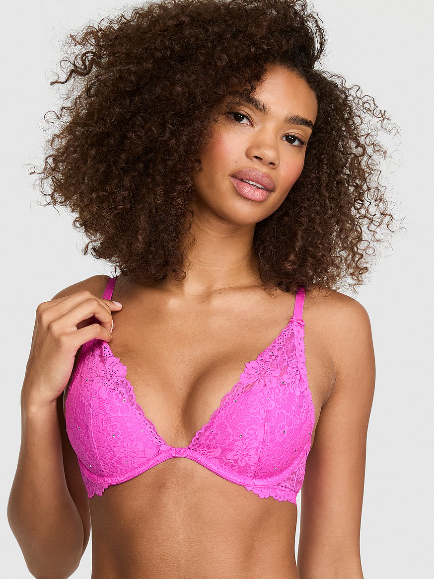 Buy PINK Wink™ Lightly Lined Plunge Bra, Pink Berry - Order Bras