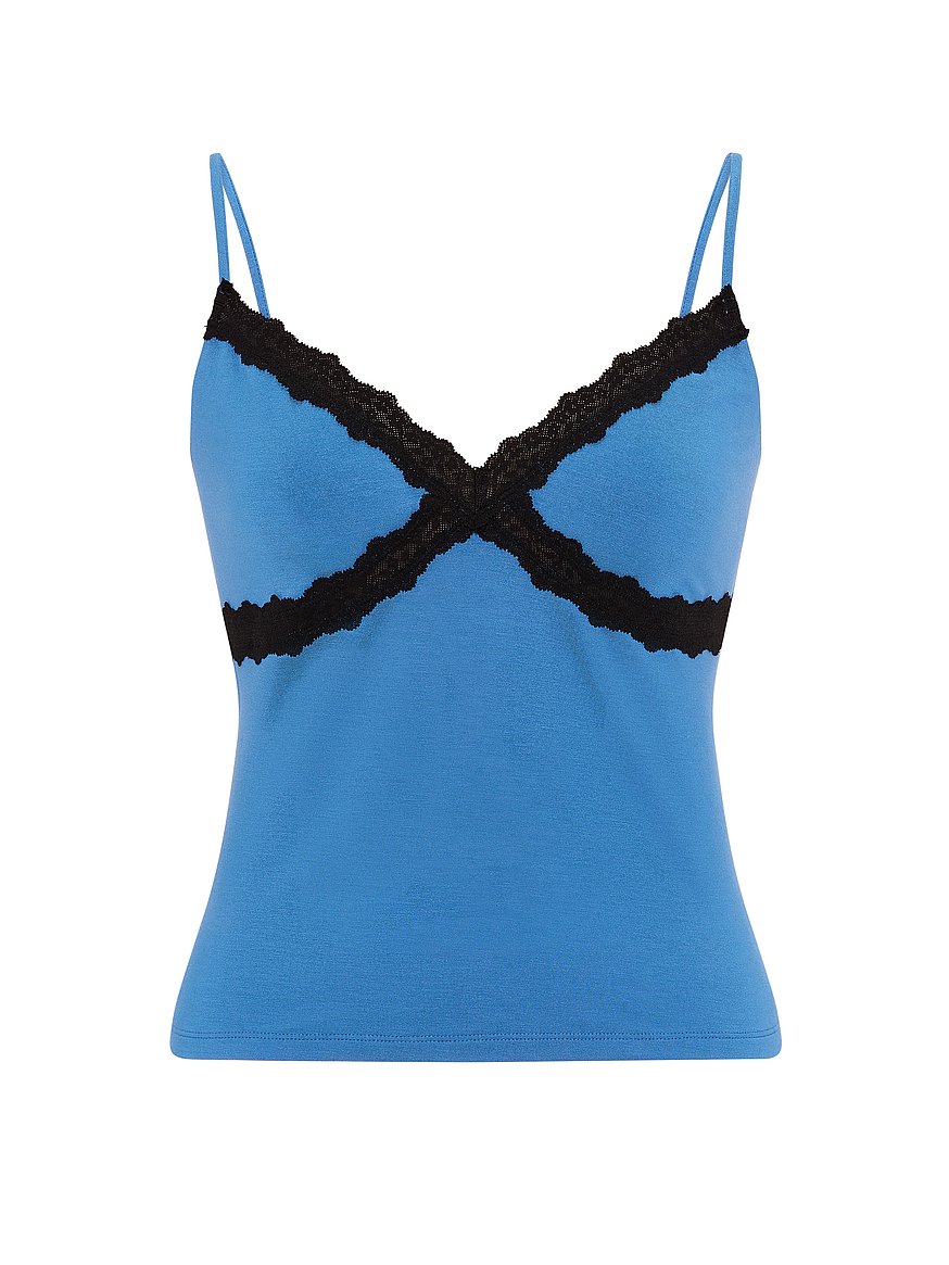 Buy 24/7 Lounge Modal Lace-Trim Cami, Varsity Blue - Order Pajama