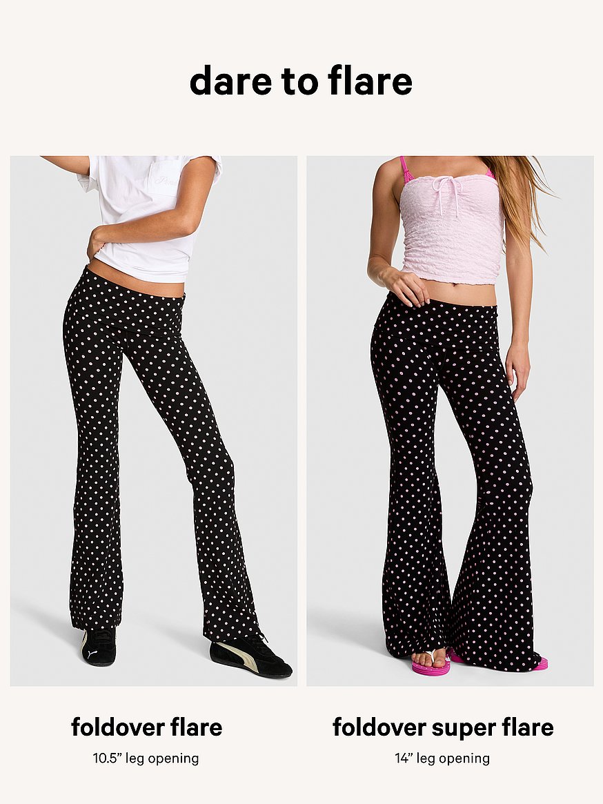 Buy All-Day Cotton™ Foldover Flare Leggings, Pure Black Love Pink